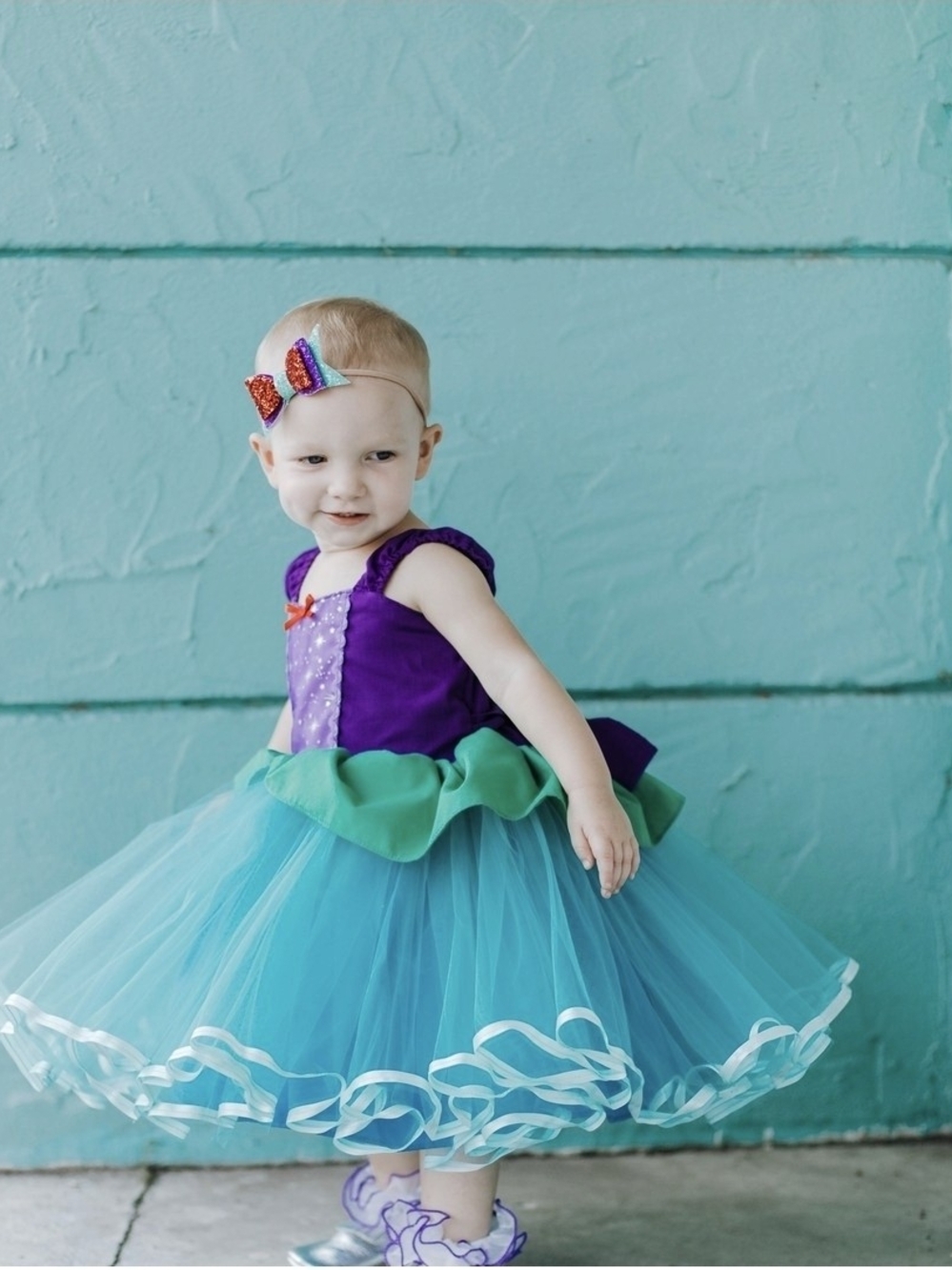 Ariel Mermaid Princess Halloween Costume Tutu Dress Girls 2T 3T Handmade - Picture 1 of 6
